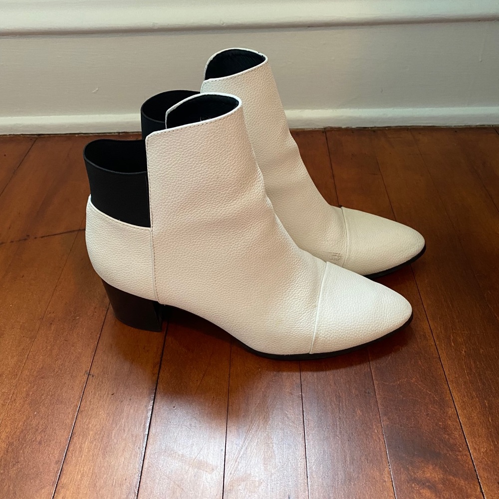white heeled boots